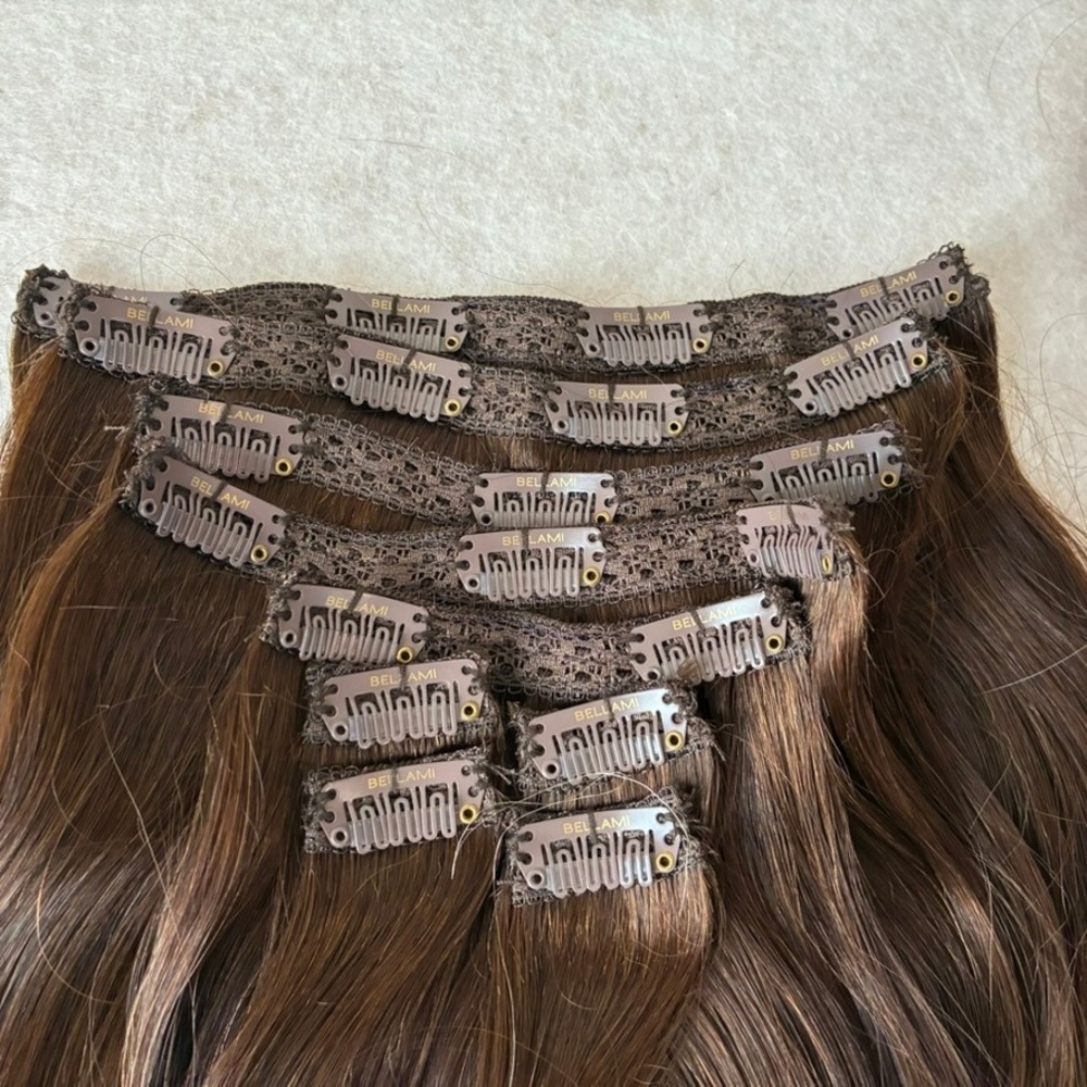 BELLAMI Classic Lace Clip In Chocolate Brown/Violet Ombre 22" 9 Wefts 160g NEW - Picture 3 of 5